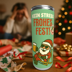Dosenbier „Kein Stress – Frohes Fest!“ – Lustiges Weihnachtsbier
