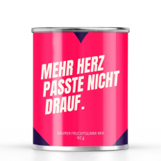 Saurer Fruchtgummi-Mix „Mehr Herz passte nicht drauf.