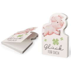 Notizblock „Glück für dich“ - Glücksschwein fürs Büro