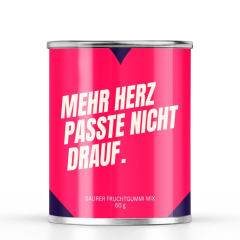 Saurer Fruchtgummi-Mix „Mehr Herz passte nicht drauf.