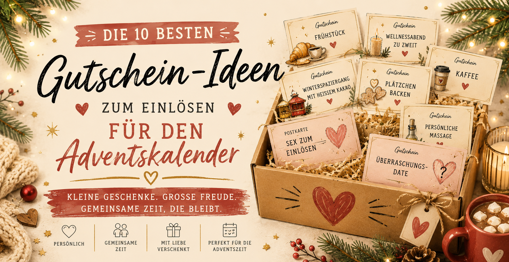 Die 10 besten Gutscheinideen für den Adventskalender