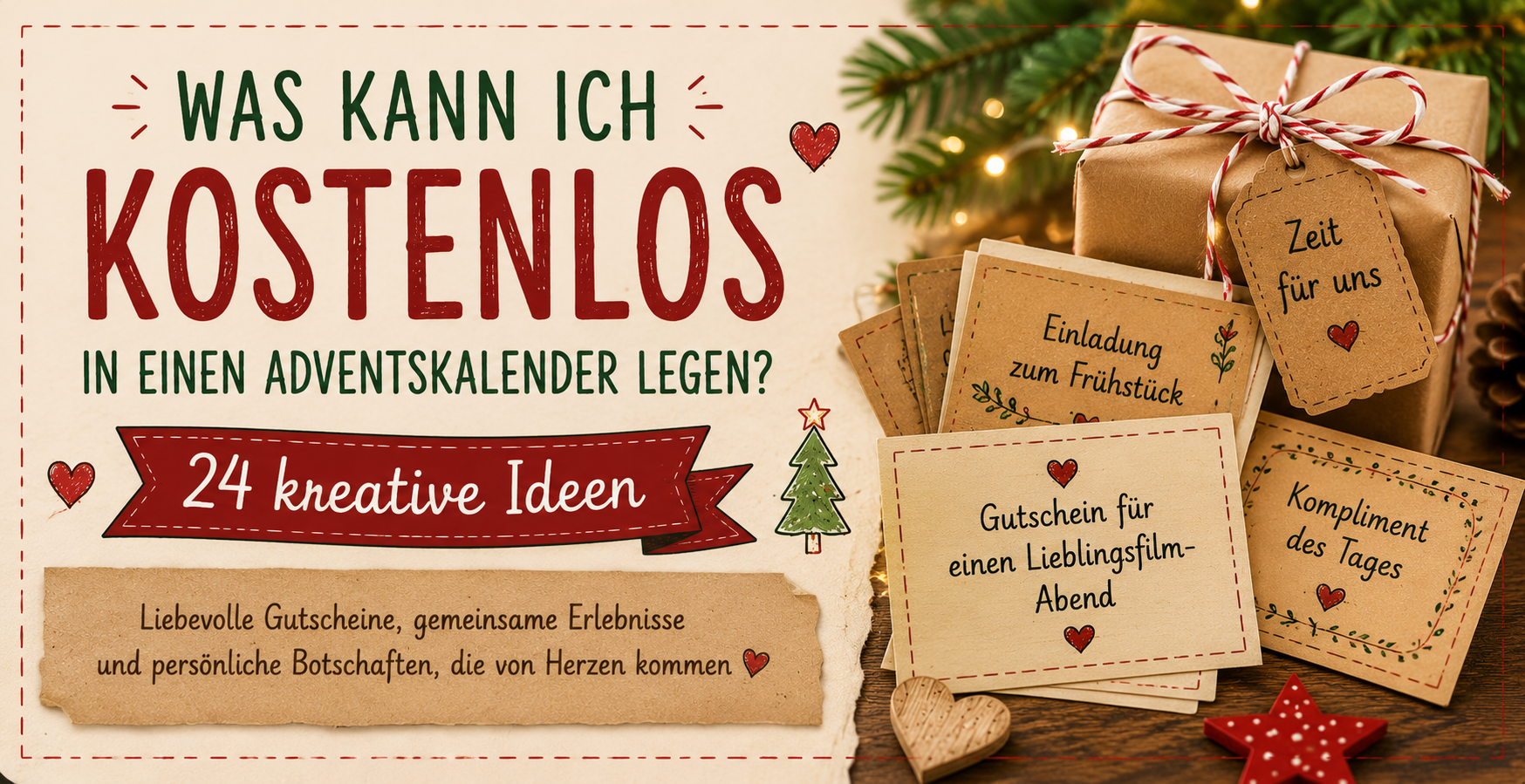 Was kann ich kostenlos in einen Adventskalender legen? 24 kreative Ideen