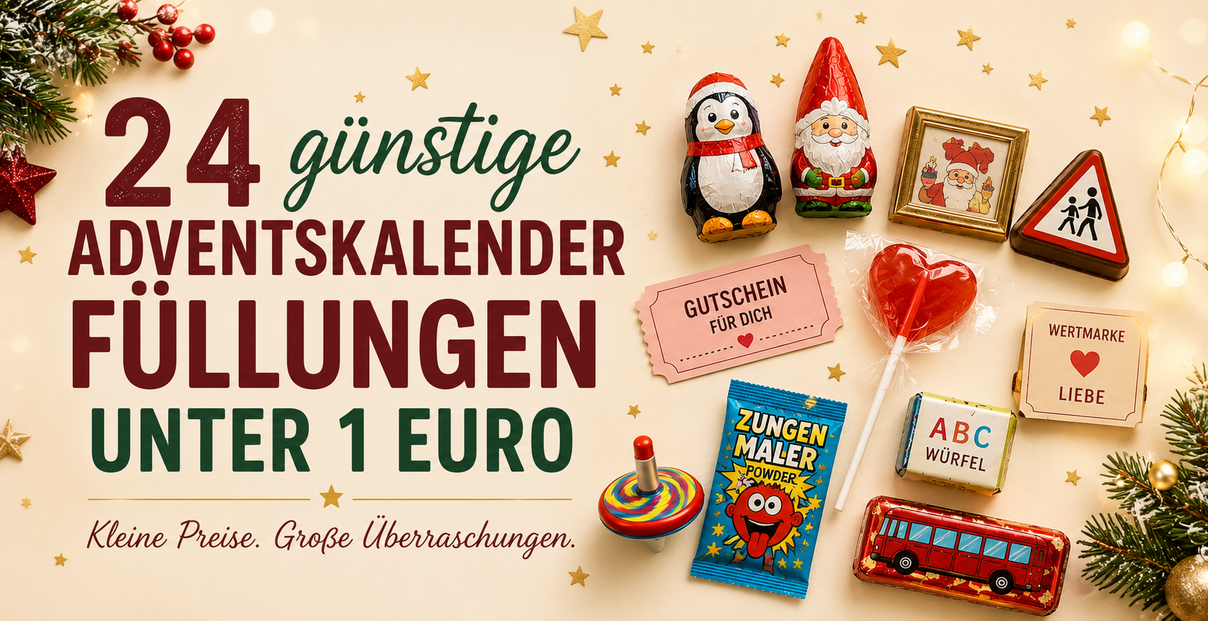 24 günstige Adventskalenderfüllungen unter 1 Euro