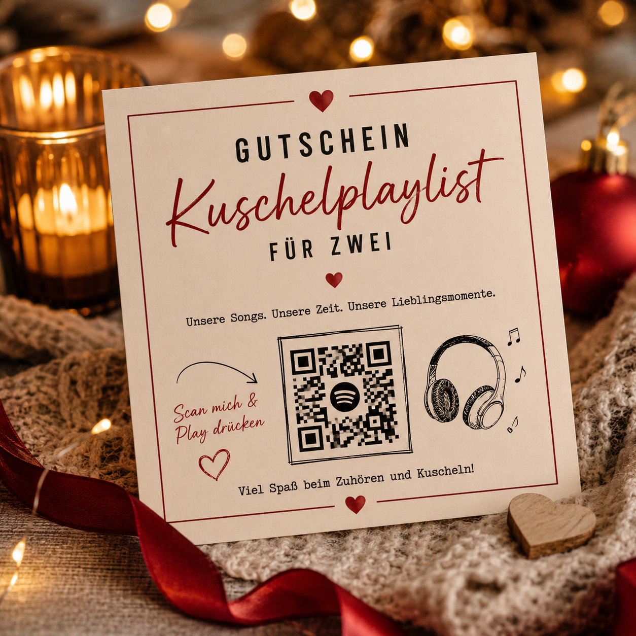 Gutschein für eine Kuschelplaylist als Adventskalenderfüllung