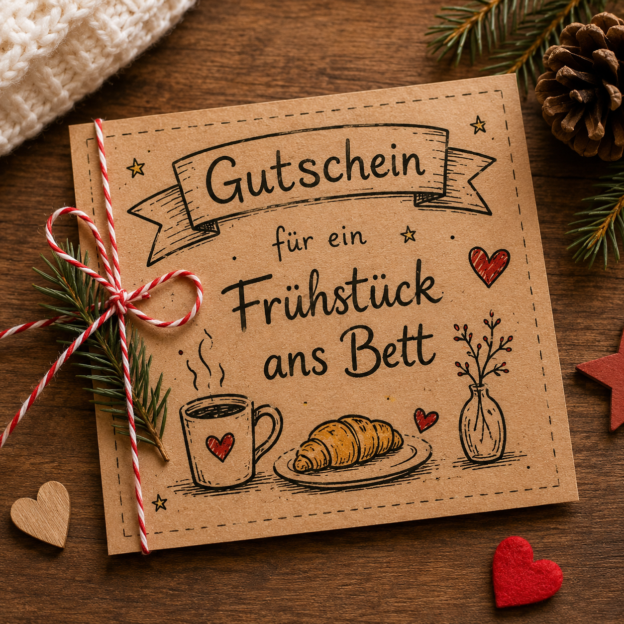 DIY Gutschein Frühstück ans Bett als kostenlose Adventskalenderfüllung