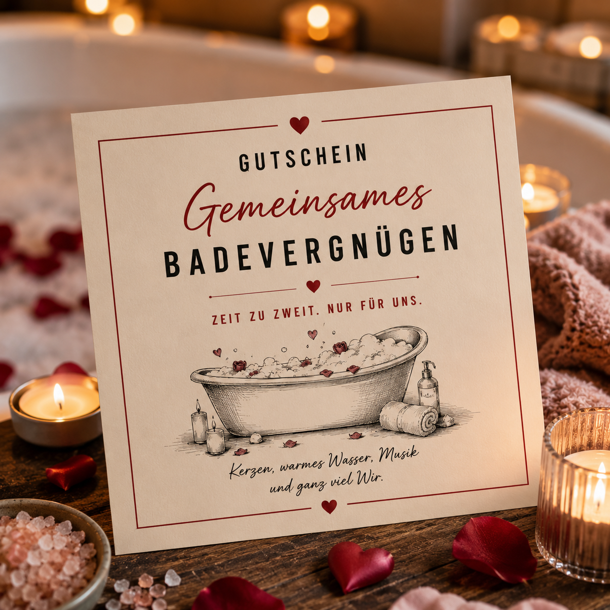 Gutschein für ein gemeinsames Bad als Adventskalenderfüllung für Männer
