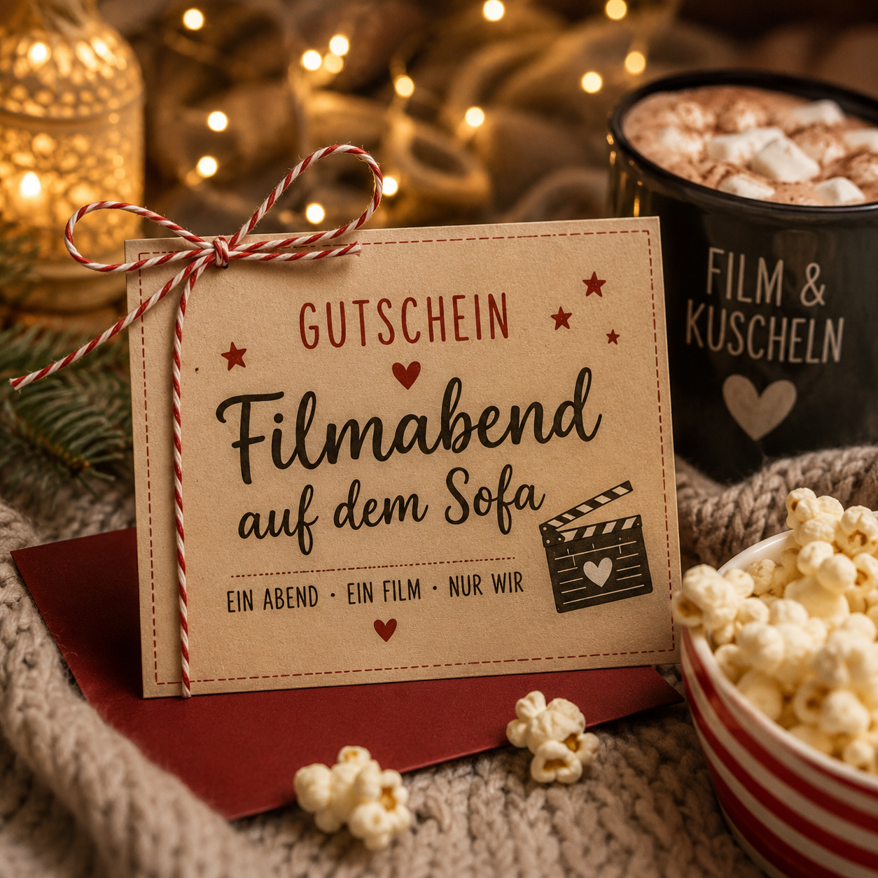Gutschein für einen gemütlichen Filmabend als Adventskalenderfüllung für Männer