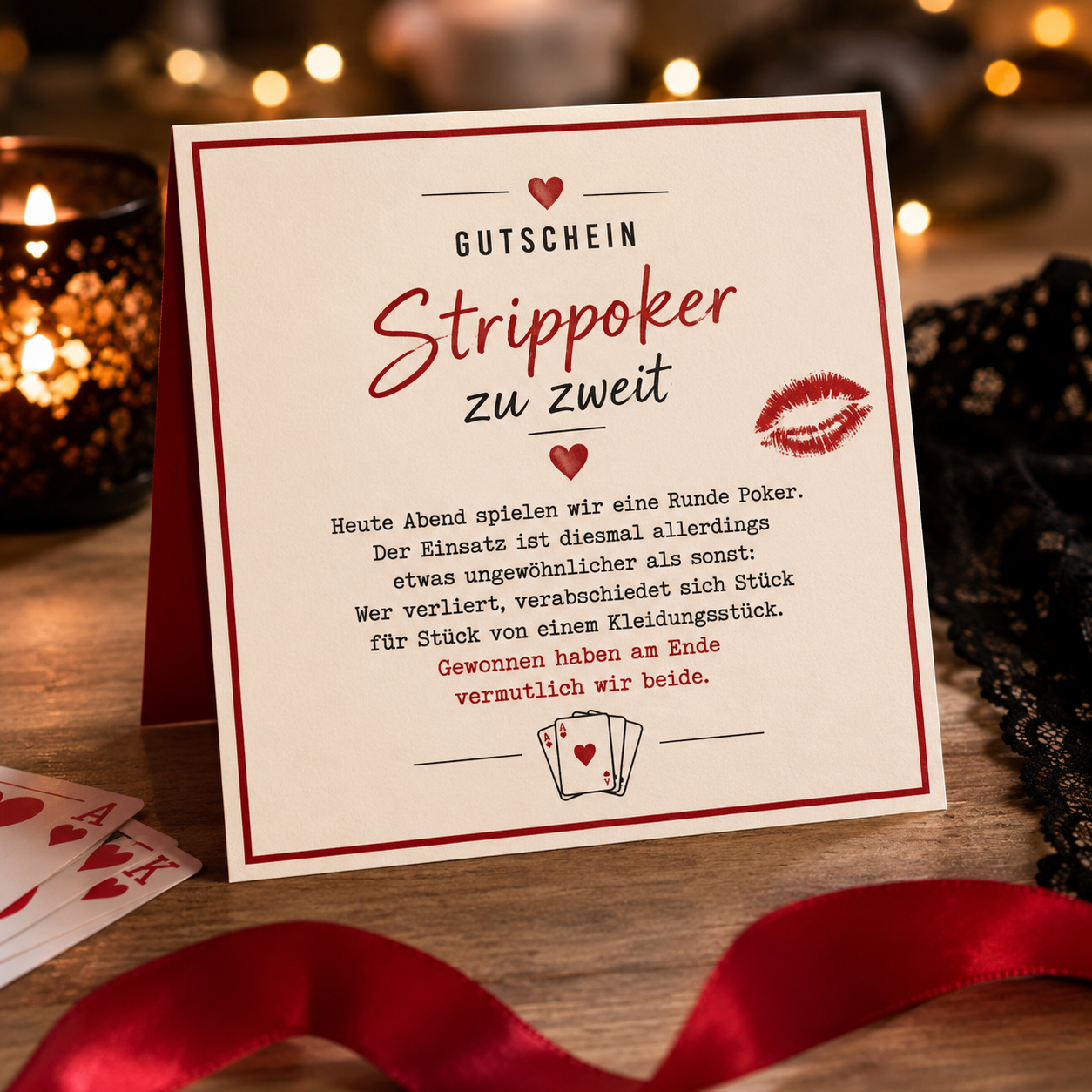 Gutschein für Strippoker zu zweit als Adventskalenderfüllung für Männer
