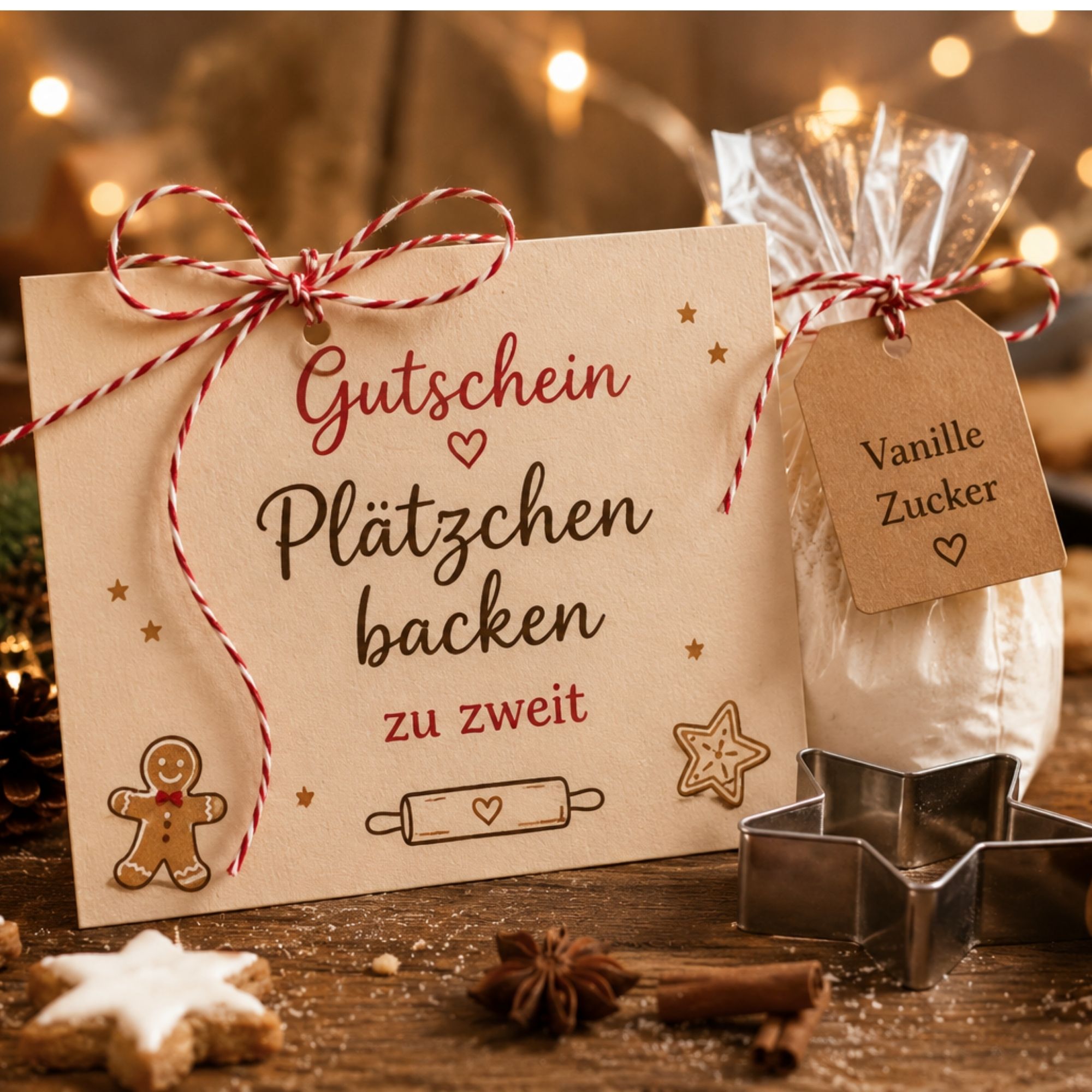 Gutschein für gemeinsames Plätzchen backen als Adventskalenderfüllung für Männer