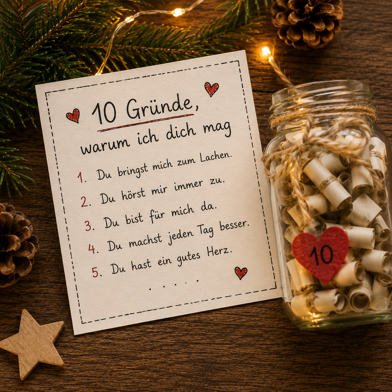 DIY Gutschein 10 Gründe warum ich dich mag als Adventskalenderfüllung