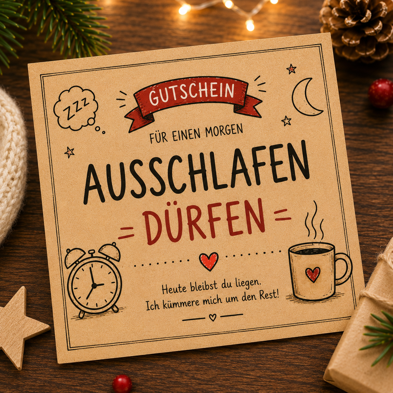 DIY Gutschein Ausschlafen dürfen als kostenlose Adventskalenderfüllung