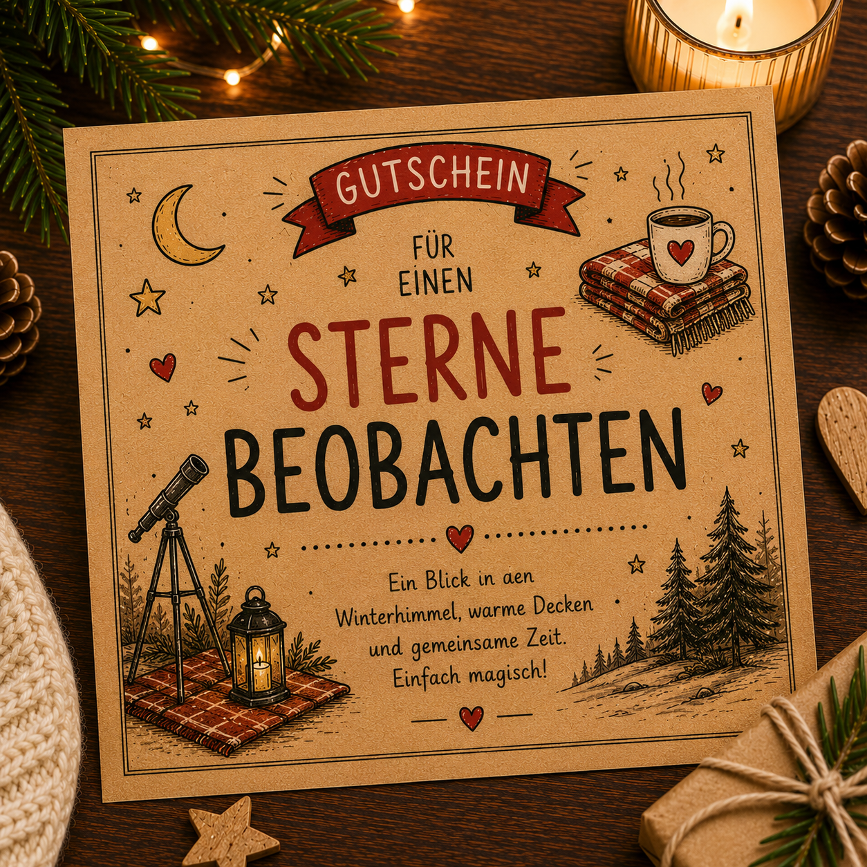 DIY Gutschein Sterne beobachten als kostenlose Adventskalenderfüllung