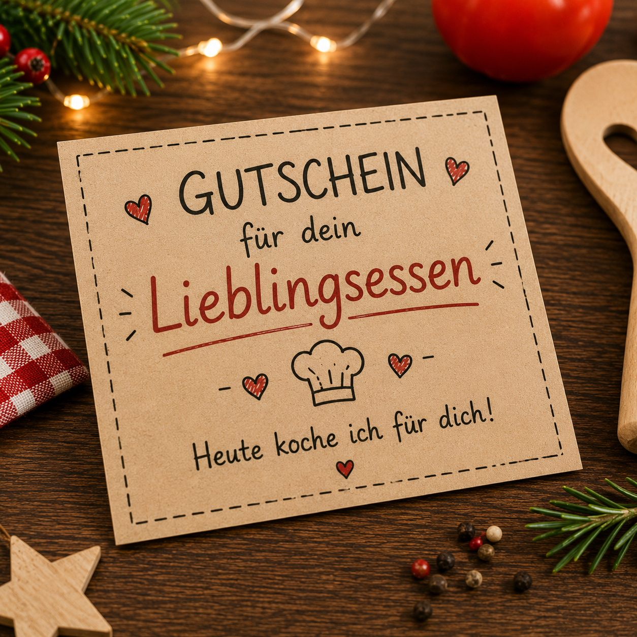 DIY Gutschein Lieblingsessen kochen als kostenlose Adventskalenderfüllung