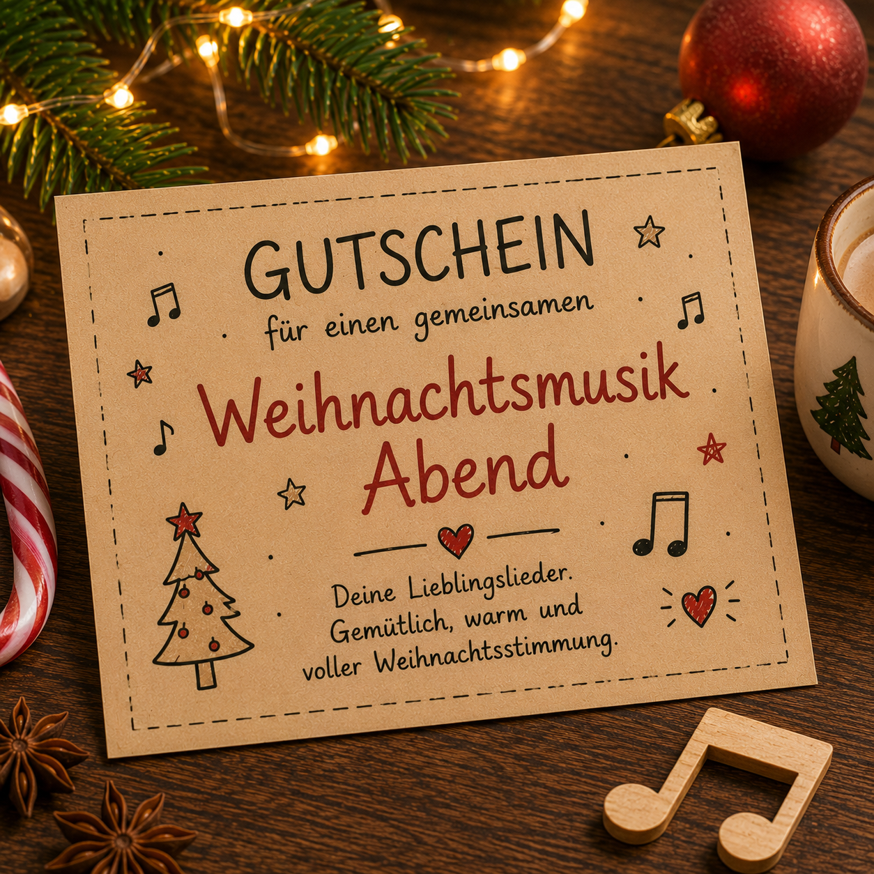 DIY Gutschein Weihnachtsmusik hören als kostenlose Adventskalenderfüllung