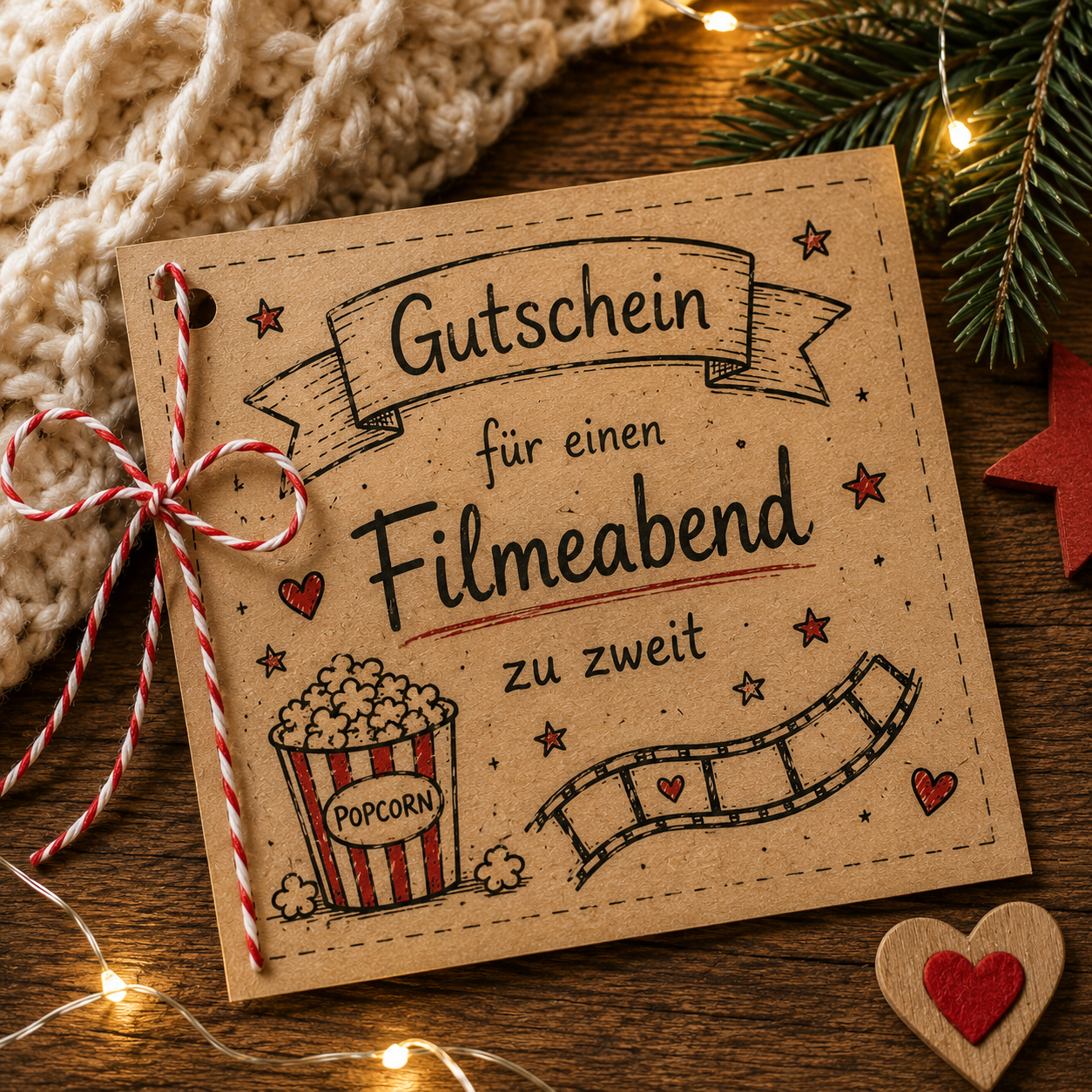 DIY Gutschein Filmeabend zu zweit als kostenlose Adventskalenderfüllung